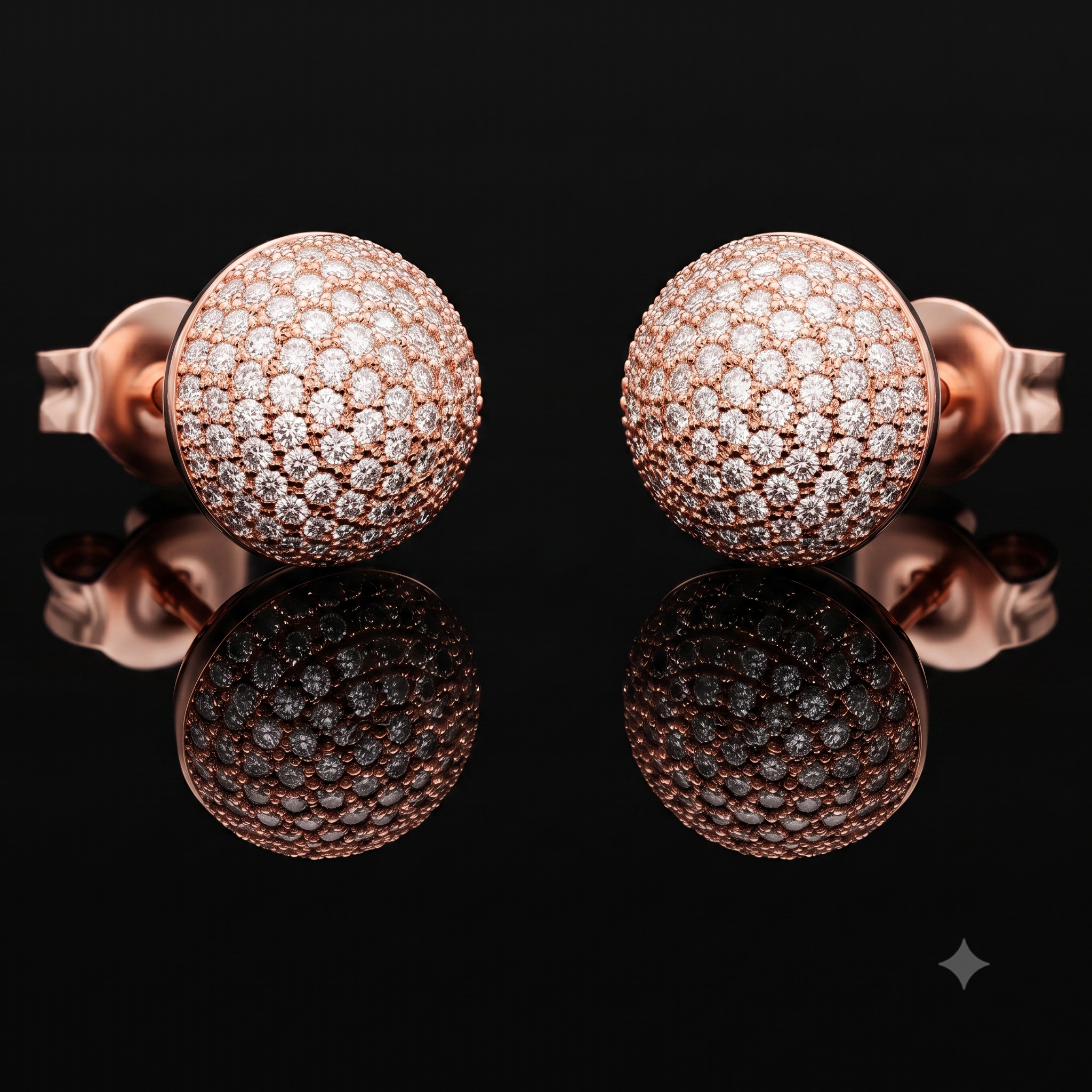 Rose Gold Dome Stud Earrings – Pave Crystal Perfection