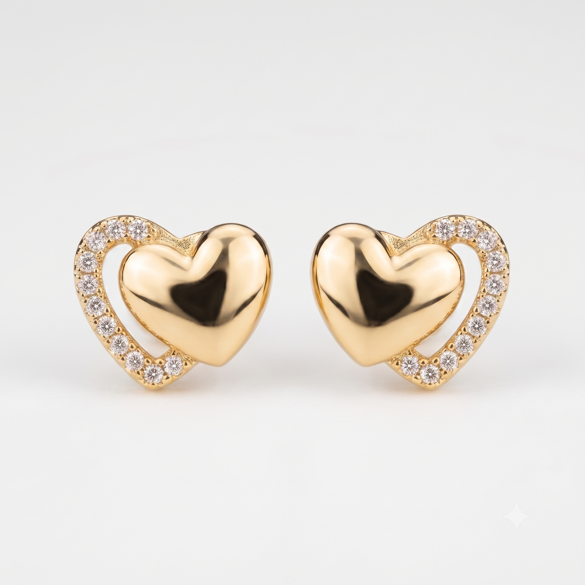Gold Heart Stud Earrings