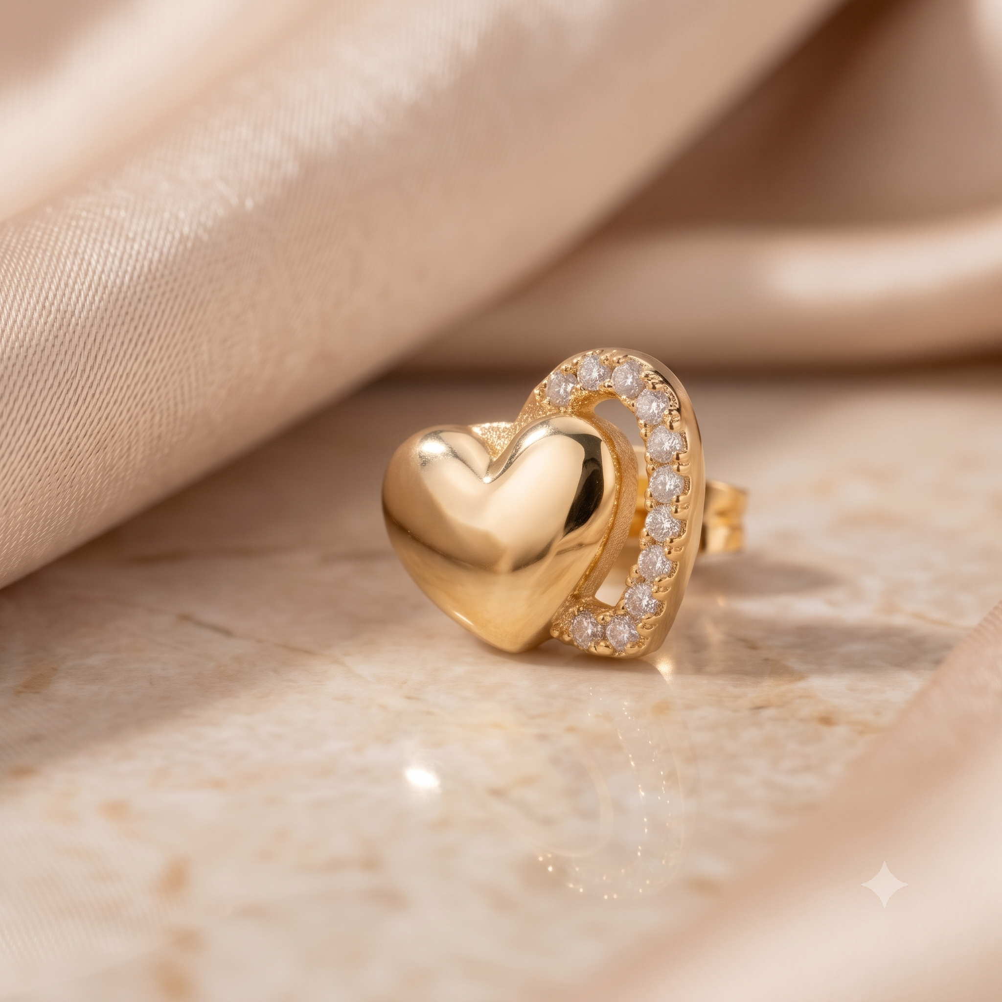 Gold Heart Stud Earrings