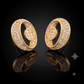 Gold Oval Crystal Stud Earrings