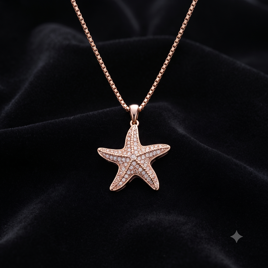 Rose Gold Starfish Pendant Necklace