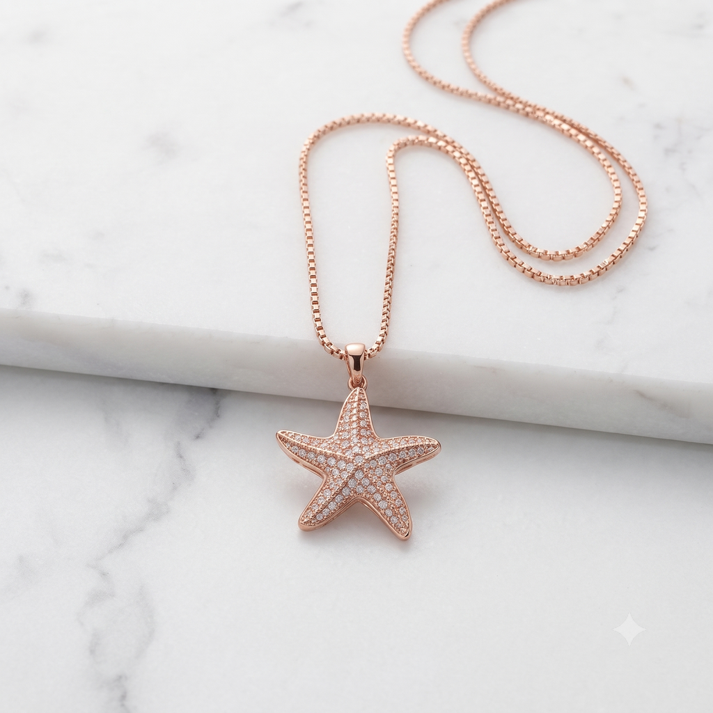 Rose Gold Starfish Pendant Necklace