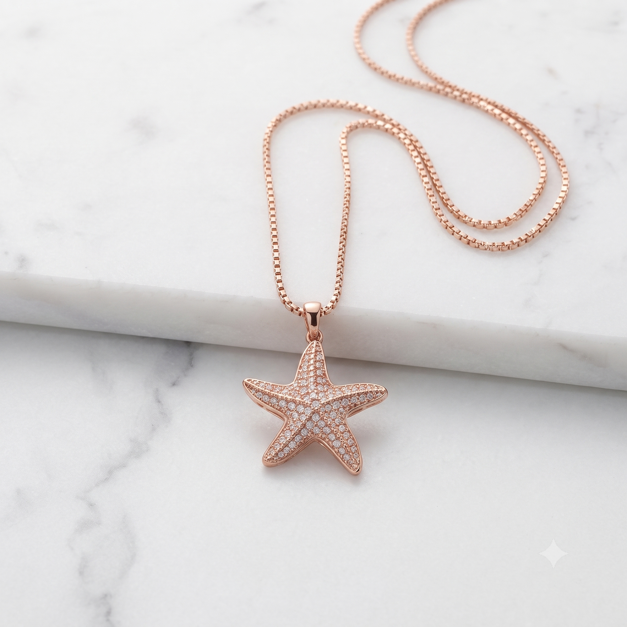 Rose Gold Starfish Pendant Necklace