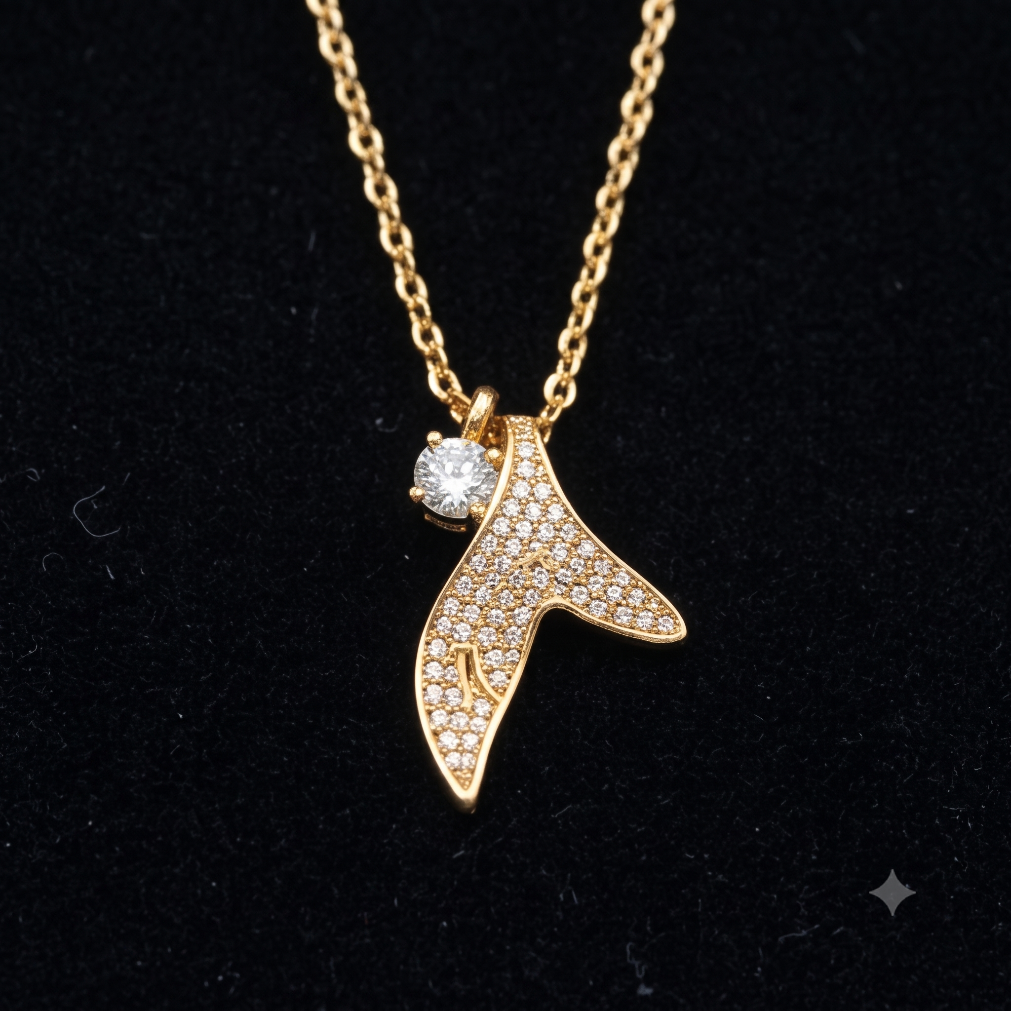 Gold Whale Tail Pendant Necklace