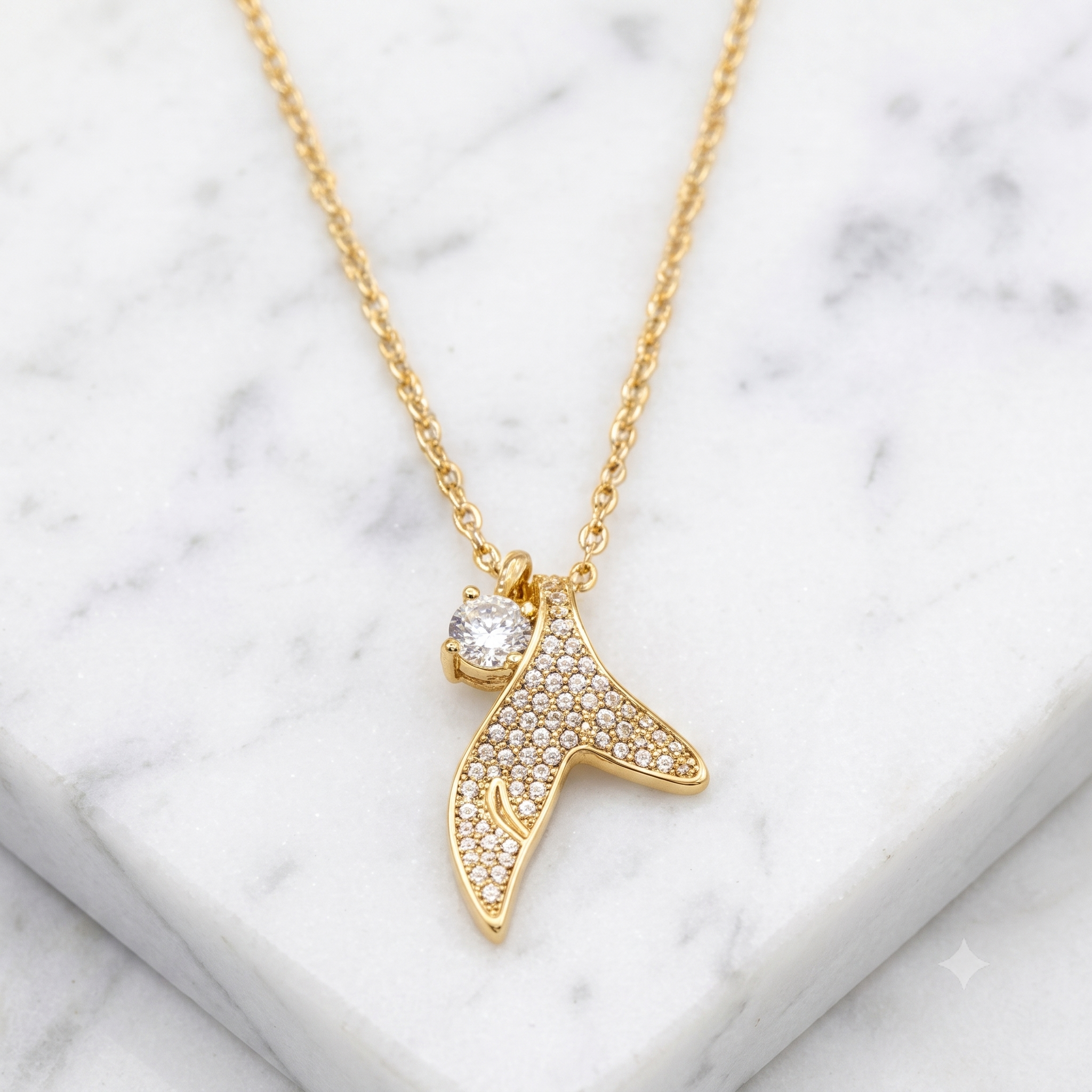 Gold Whale Tail Pendant Necklace