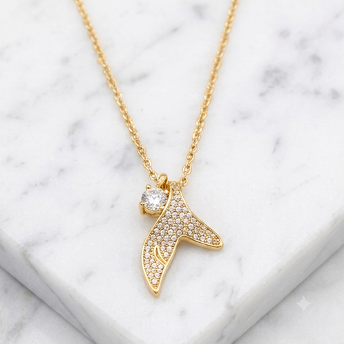 Gold Whale Tail Pendant Necklace