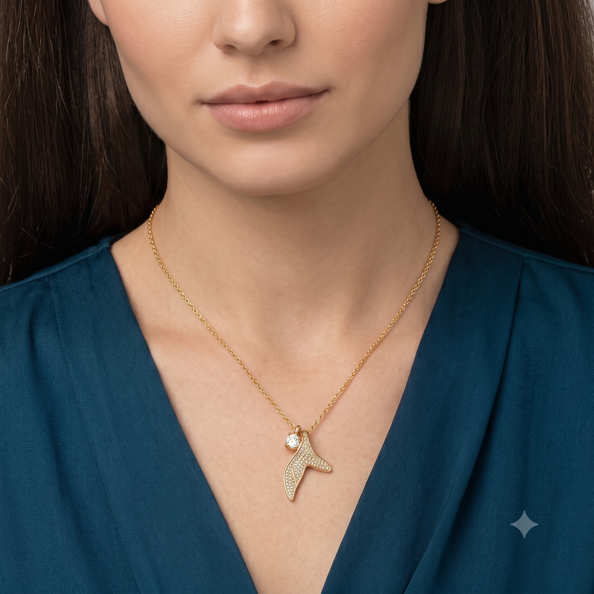 Gold Whale Tail Pendant Necklace