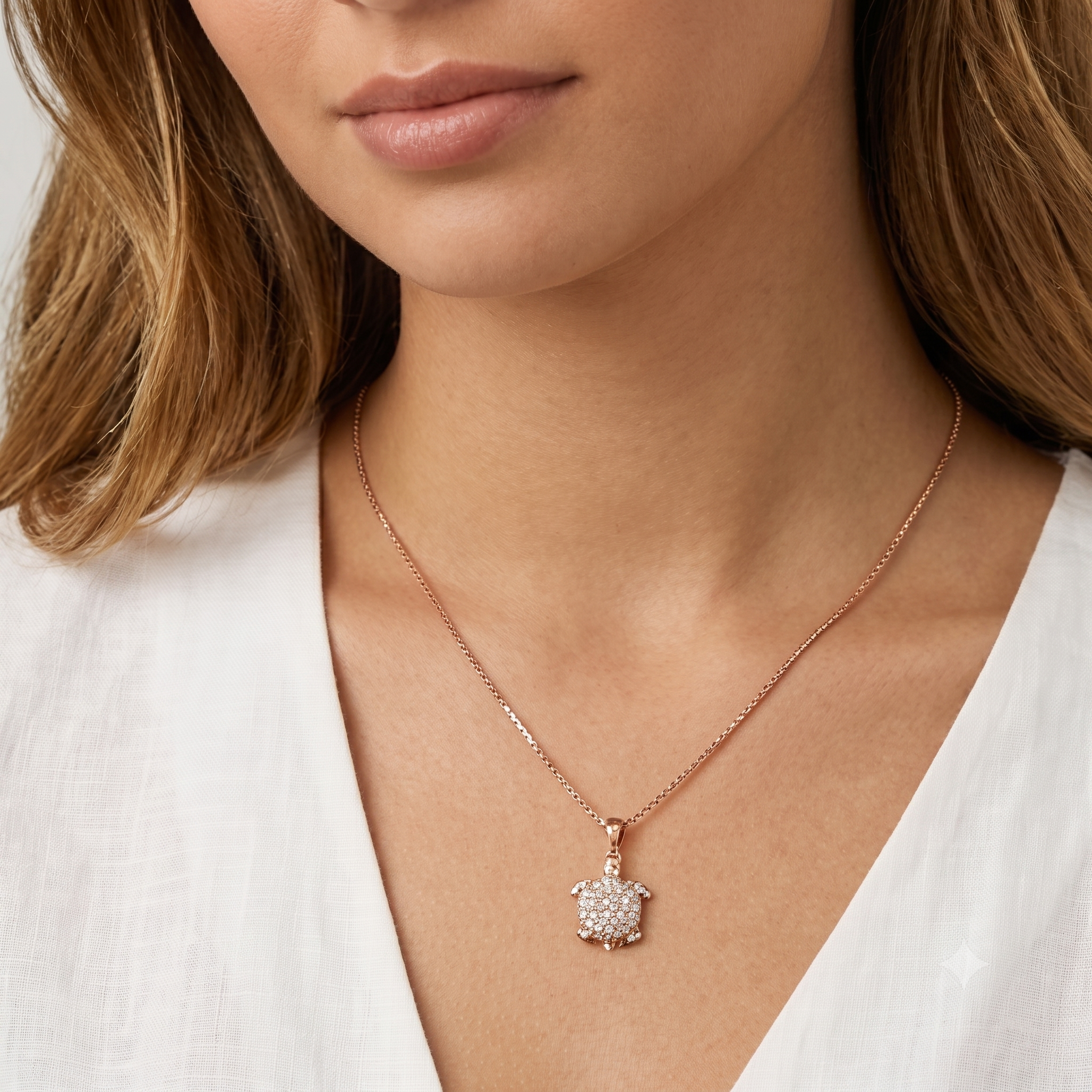Rose Gold Turtle Pendant Necklace