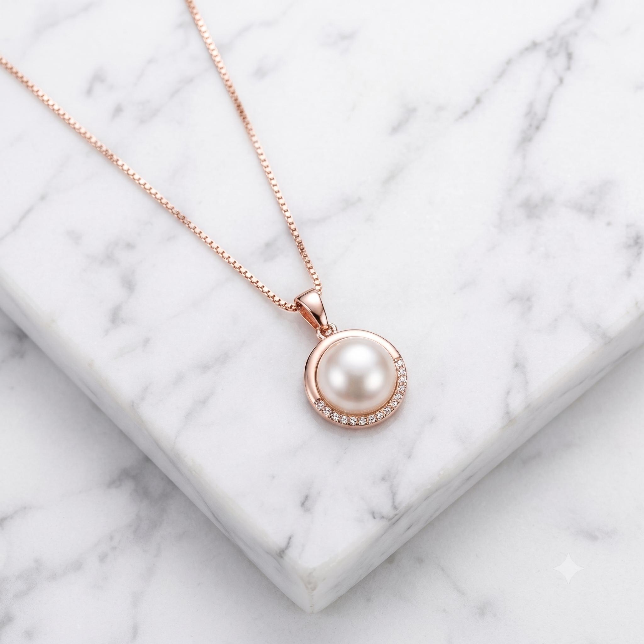 Rose Gold Pearl Pendant Necklace