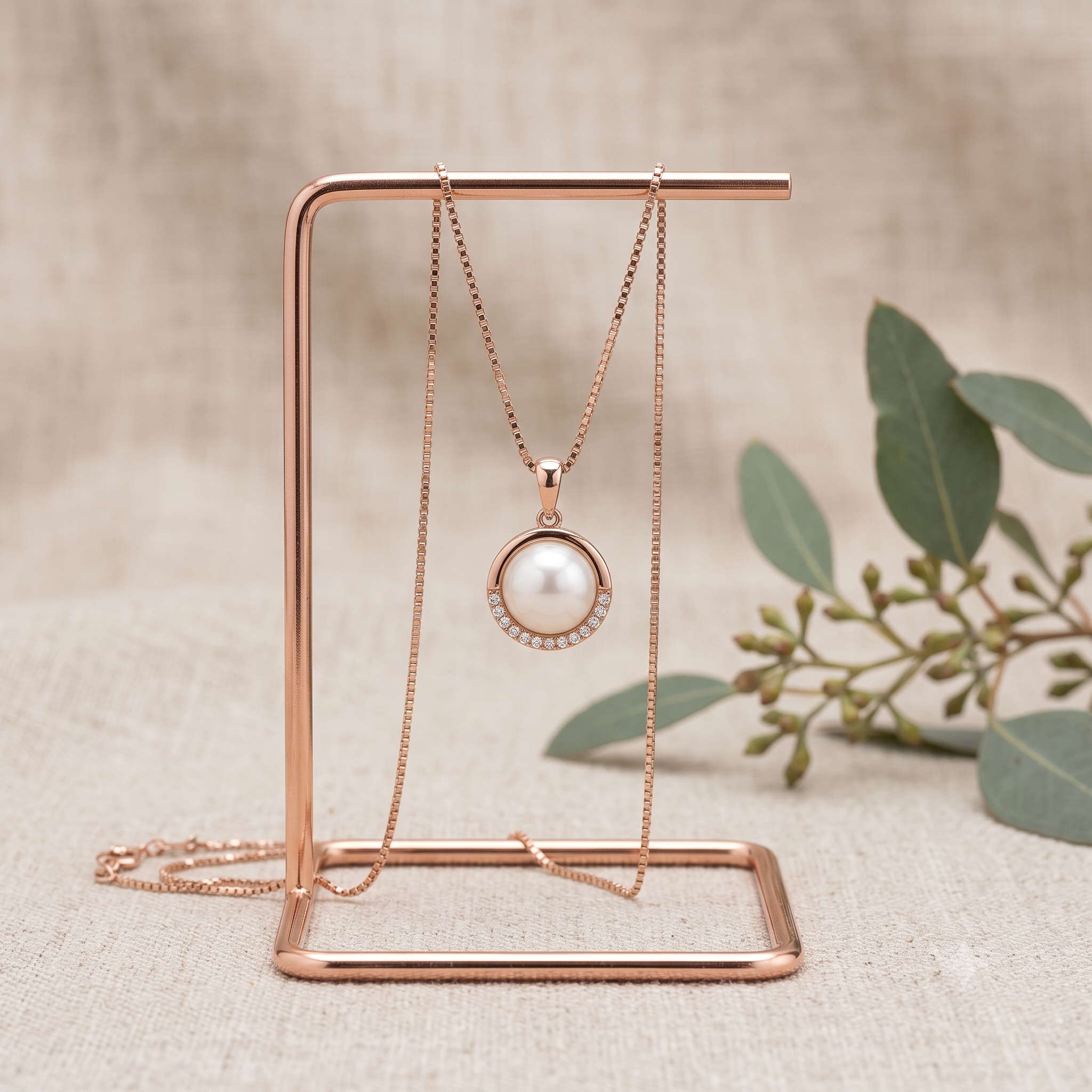 Rose Gold Pearl Pendant Necklace
