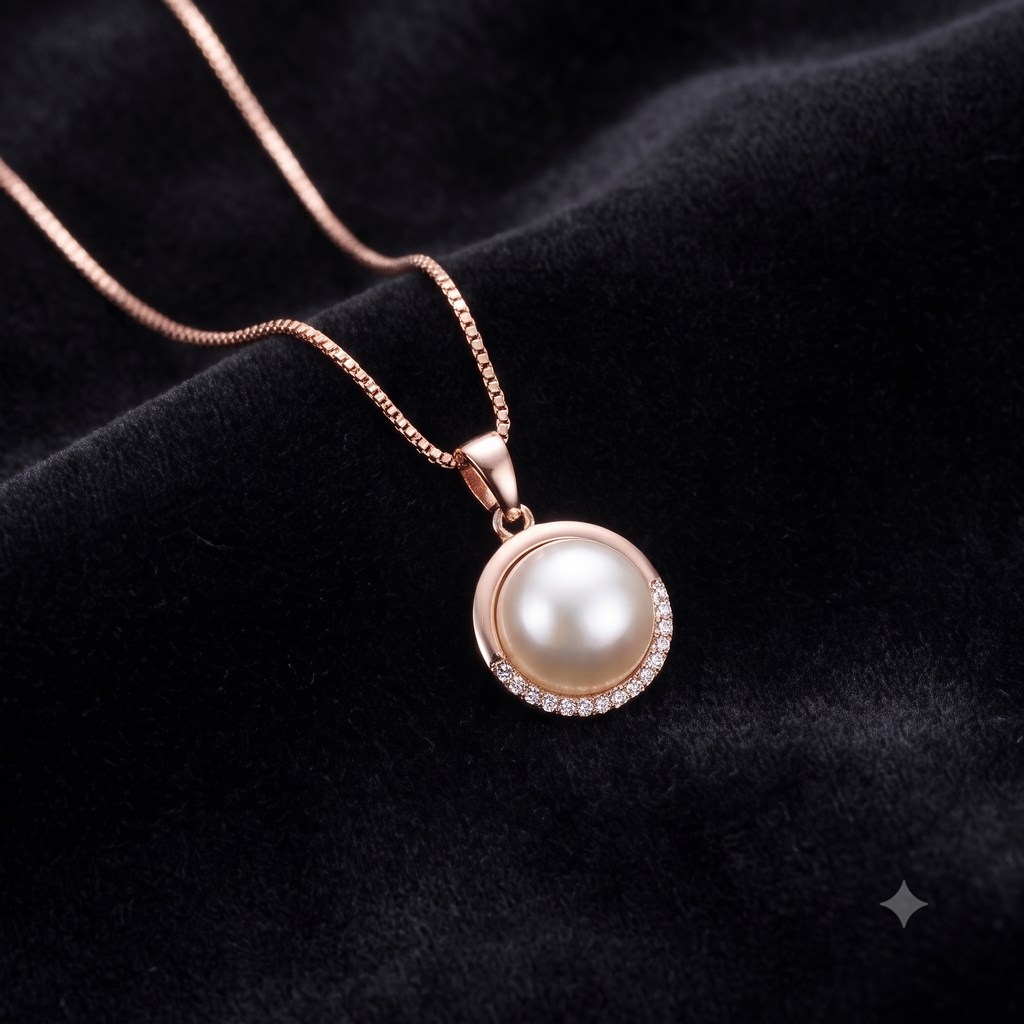Rose Gold Pearl Pendant Necklace