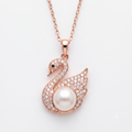 Graceful Swan Rose Gold Pearl Jewelry Set